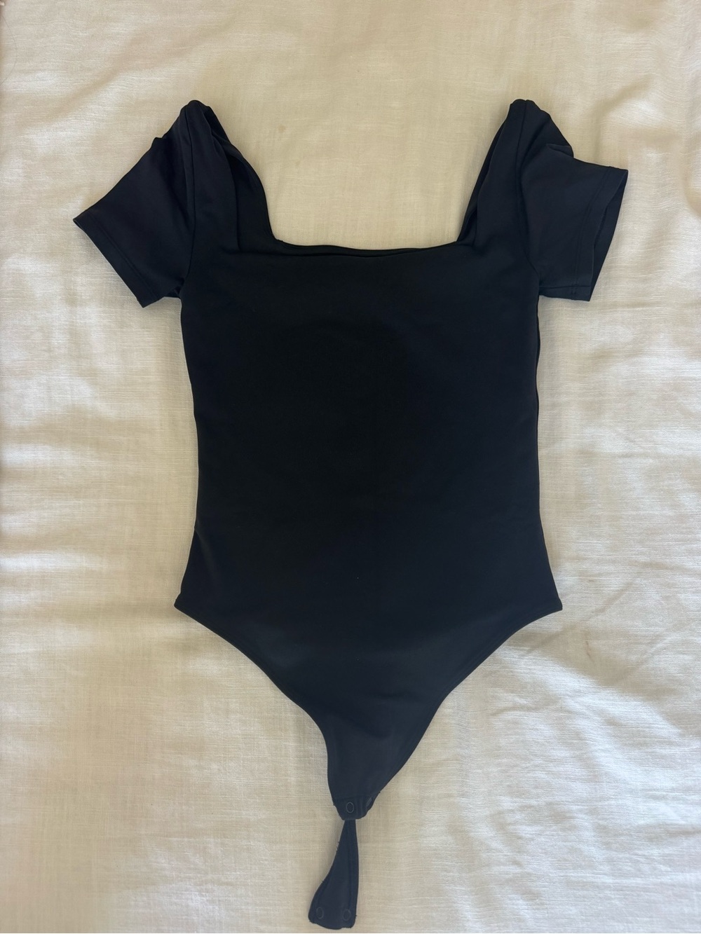 Black Short-Sleeve One-Piece Bodysuit